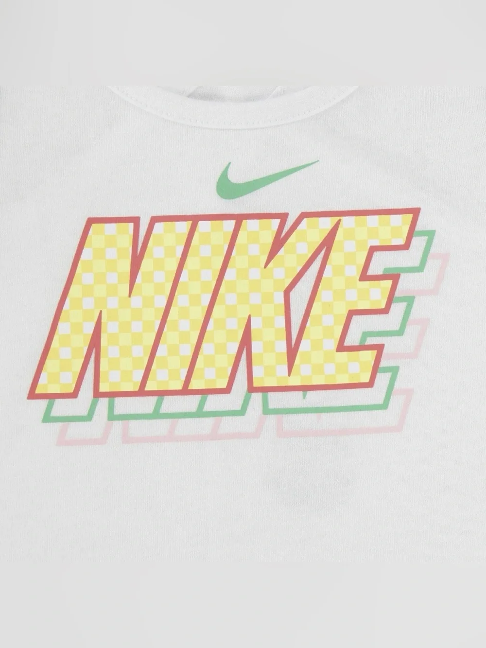 Nike Girls Little Kid 4 2-Pc Tank Top & Skort Set White/Yellow Gingham Logo NWT